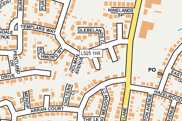 LS25 1HX map - OS OpenMap – Local (Ordnance Survey)