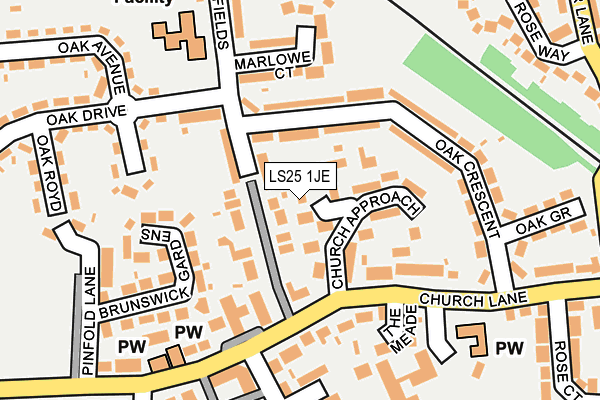 LS25 1JE map - OS OpenMap – Local (Ordnance Survey) LS25 1JE map - OS OpenMap – Local (Ordnance Survey)