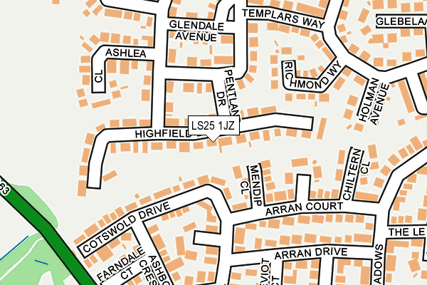 LS25 1JZ map - OS OpenMap – Local (Ordnance Survey) LS25 1JZ map - OS OpenMap – Local (Ordnance Survey)