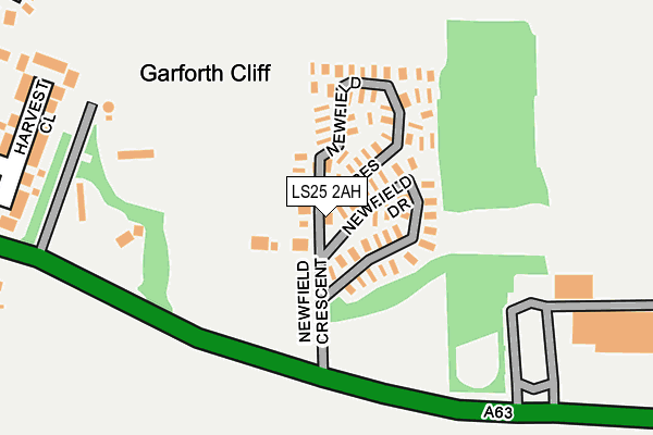 LS25 2AH map - OS OpenMap – Local (Ordnance Survey) LS25 2AH map - OS OpenMap – Local (Ordnance Survey)