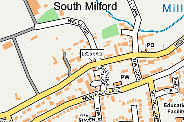 LS25 5AQ map - OS OpenMap – Local (Ordnance Survey) LS25 5AQ map - OS OpenMap – Local (Ordnance Survey)