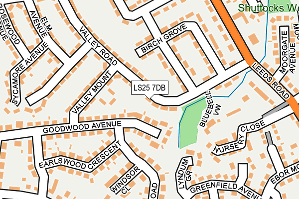 LS25 7DB map - OS OpenMap – Local (Ordnance Survey) LS25 7DB map - OS OpenMap – Local (Ordnance Survey)