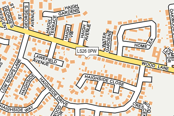 LS26 0PW map - OS OpenMap – Local (Ordnance Survey) LS26 0PW map - OS OpenMap – Local (Ordnance Survey)