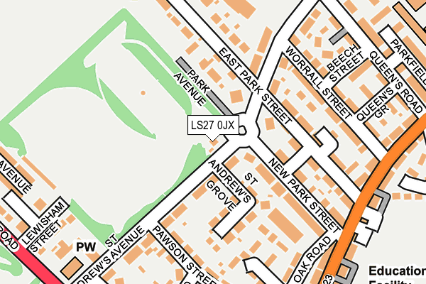 LS27 0JX map - OS OpenMap – Local (Ordnance Survey) LS27 0JX map - OS OpenMap – Local (Ordnance Survey)