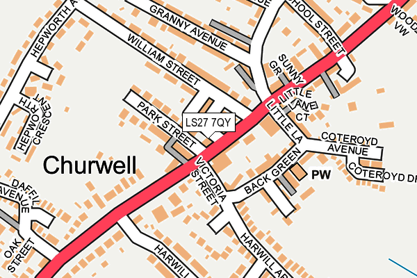 LS27 7QY map - OS OpenMap – Local (Ordnance Survey) LS27 7QY map - OS OpenMap – Local (Ordnance Survey)
