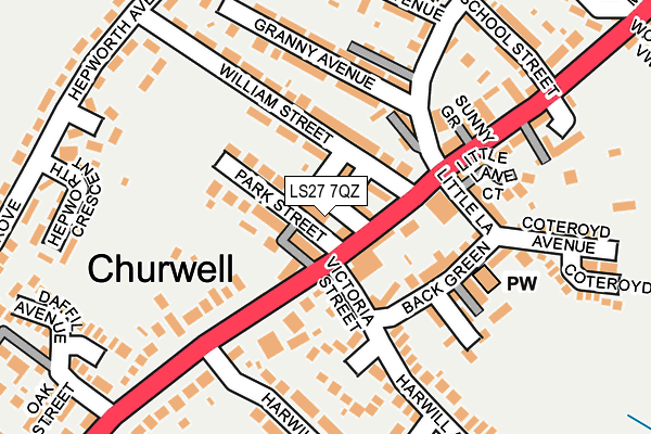 LS27 7QZ map - OS OpenMap – Local (Ordnance Survey) LS27 7QZ map - OS OpenMap – Local (Ordnance Survey)