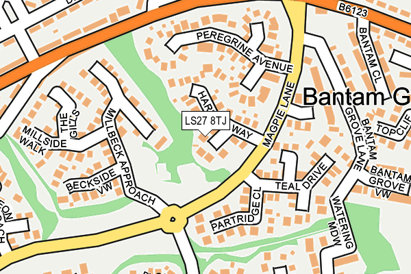 LS27 8TJ map - OS OpenMap – Local (Ordnance Survey) LS27 8TJ map - OS OpenMap – Local (Ordnance Survey)