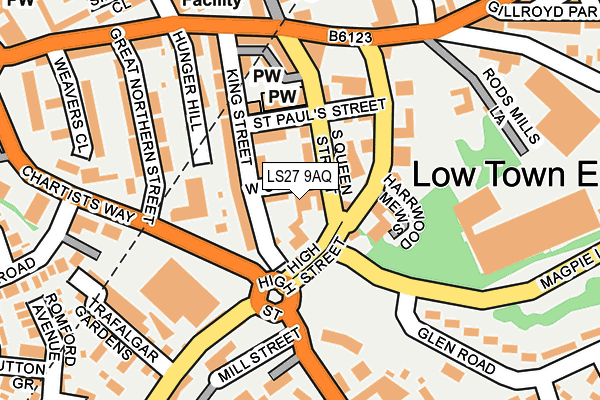 LS27 9AQ map - OS OpenMap – Local (Ordnance Survey) LS27 9AQ map - OS OpenMap – Local (Ordnance Survey)