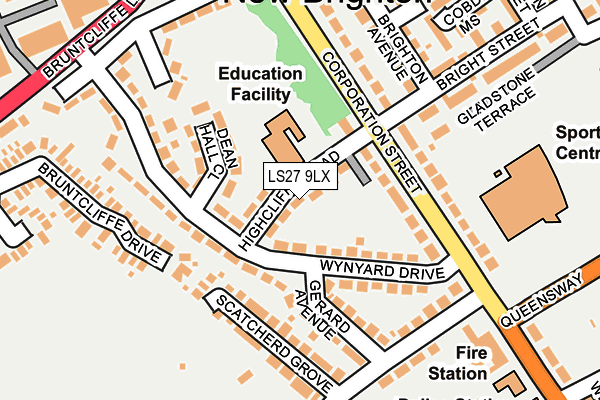 LS27 9LX map - OS OpenMap – Local (Ordnance Survey) LS27 9LX map - OS OpenMap – Local (Ordnance Survey)