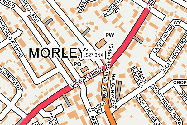 LS27 9NX map - OS OpenMap – Local (Ordnance Survey) LS27 9NX map - OS OpenMap – Local (Ordnance Survey)