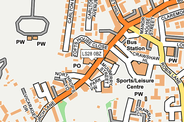 LS28 0BZ map - OS OpenMap – Local (Ordnance Survey) LS28 0BZ map - OS OpenMap – Local (Ordnance Survey)