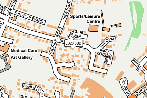 LS28 5BB map - OS OpenMap – Local (Ordnance Survey) LS28 5BB map - OS OpenMap – Local (Ordnance Survey)