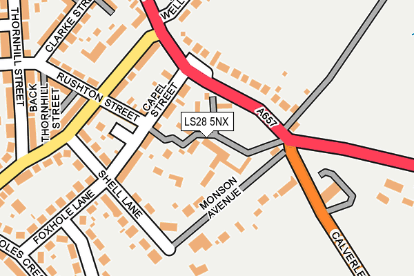 LS28 5NX map - OS OpenMap – Local (Ordnance Survey) LS28 5NX map - OS OpenMap – Local (Ordnance Survey)