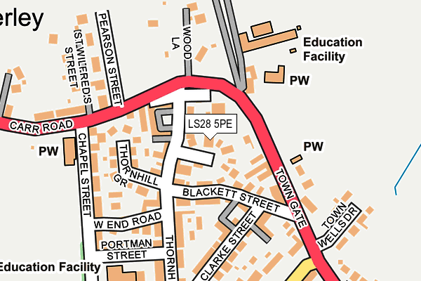 LS28 5PE map - OS OpenMap – Local (Ordnance Survey)