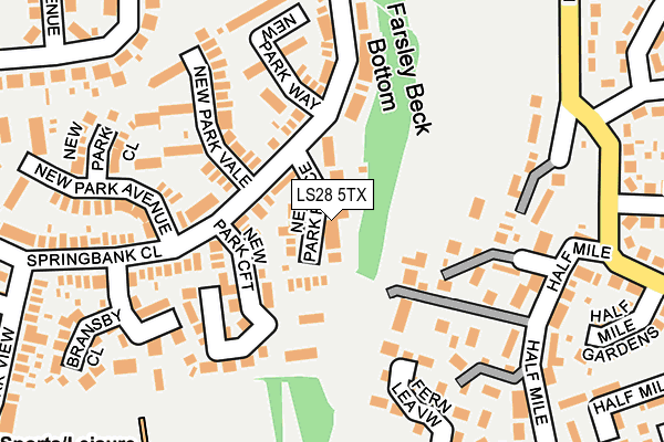 LS28 5TX map - OS OpenMap – Local (Ordnance Survey) LS28 5TX map - OS OpenMap – Local (Ordnance Survey)