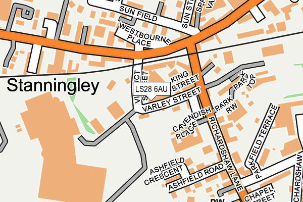 LS28 6AU map - OS OpenMap – Local (Ordnance Survey) LS28 6AU map - OS OpenMap – Local (Ordnance Survey)