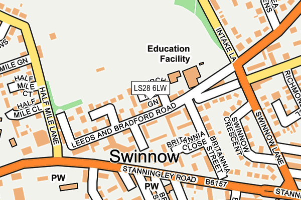 LS28 6LW map - OS OpenMap – Local (Ordnance Survey) LS28 6LW map - OS OpenMap – Local (Ordnance Survey)