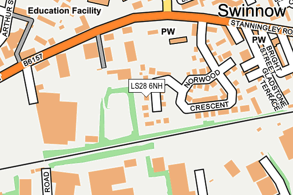 LS28 6NH map - OS OpenMap – Local (Ordnance Survey) LS28 6NH map - OS OpenMap – Local (Ordnance Survey)