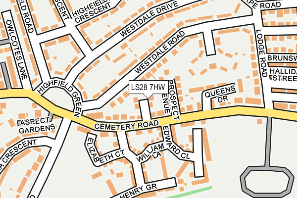 LS28 7HW map - OS OpenMap – Local (Ordnance Survey) LS28 7HW map - OS OpenMap – Local (Ordnance Survey)