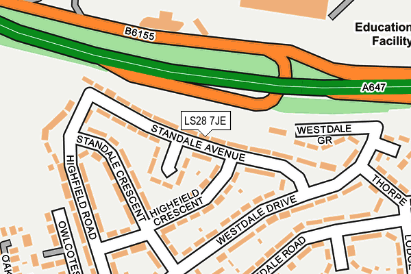 LS28 7JE map - OS OpenMap – Local (Ordnance Survey) LS28 7JE map - OS OpenMap – Local (Ordnance Survey)