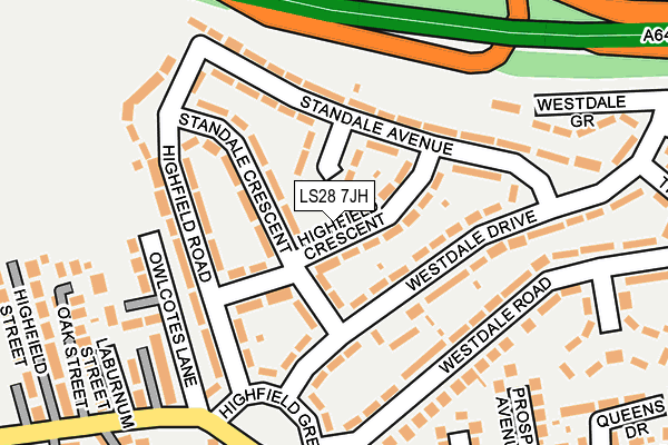 LS28 7JH map - OS OpenMap – Local (Ordnance Survey) LS28 7JH map - OS OpenMap – Local (Ordnance Survey)