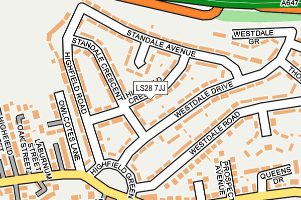 LS28 7JJ map - OS OpenMap – Local (Ordnance Survey) LS28 7JJ map - OS OpenMap – Local (Ordnance Survey)