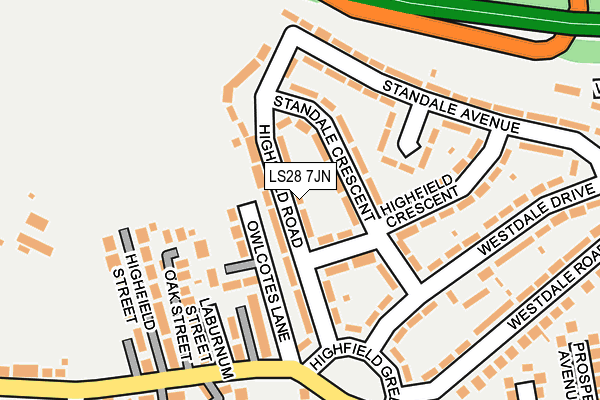 LS28 7JN map - OS OpenMap – Local (Ordnance Survey) LS28 7JN map - OS OpenMap – Local (Ordnance Survey)