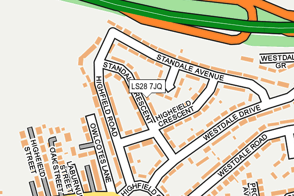 LS28 7JQ map - OS OpenMap – Local (Ordnance Survey) LS28 7JQ map - OS OpenMap – Local (Ordnance Survey)