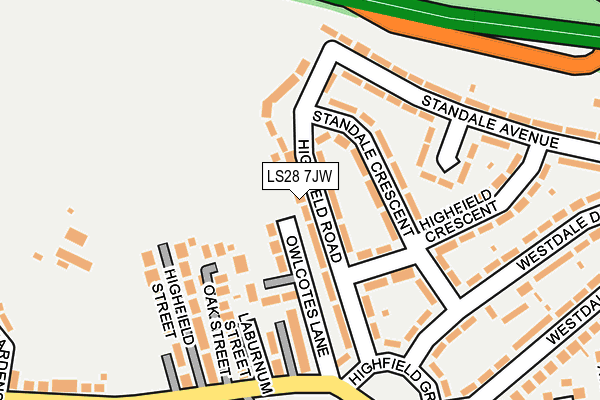 LS28 7JW map - OS OpenMap – Local (Ordnance Survey) LS28 7JW map - OS OpenMap – Local (Ordnance Survey)