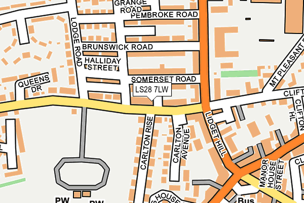 LS28 7LW map - OS OpenMap – Local (Ordnance Survey) LS28 7LW map - OS OpenMap – Local (Ordnance Survey)