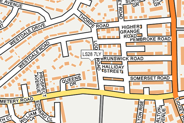 LS28 7LY map - OS OpenMap – Local (Ordnance Survey) LS28 7LY map - OS OpenMap – Local (Ordnance Survey)