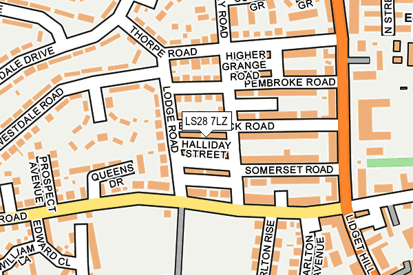 LS28 7LZ map - OS OpenMap – Local (Ordnance Survey)
