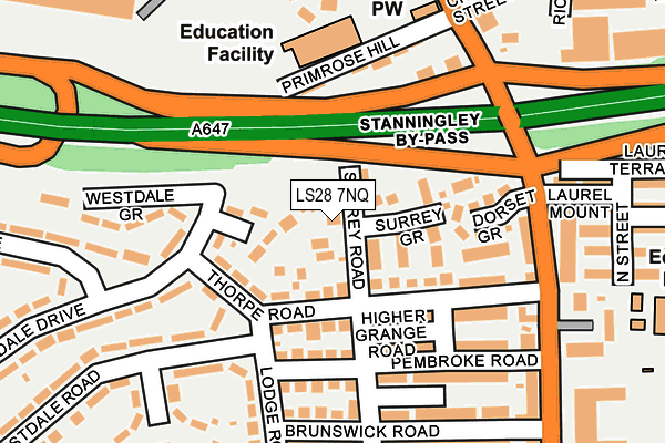 LS28 7NQ map - OS OpenMap – Local (Ordnance Survey) LS28 7NQ map - OS OpenMap – Local (Ordnance Survey)