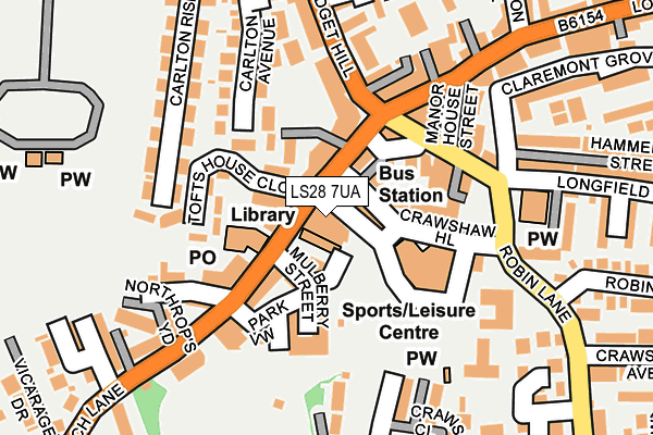 LS28 7UA map - OS OpenMap – Local (Ordnance Survey) LS28 7UA map - OS OpenMap – Local (Ordnance Survey)