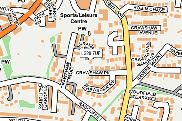 LS28 7UF map - OS OpenMap – Local (Ordnance Survey) LS28 7UF map - OS OpenMap – Local (Ordnance Survey)