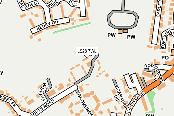 LS28 7WL map - OS OpenMap – Local (Ordnance Survey) LS28 7WL map - OS OpenMap – Local (Ordnance Survey)