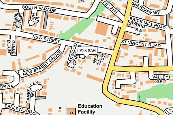 LS28 8AH map - OS OpenMap – Local (Ordnance Survey) LS28 8AH map - OS OpenMap – Local (Ordnance Survey)