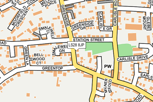 LS28 8JP map - OS OpenMap – Local (Ordnance Survey) LS28 8JP map - OS OpenMap – Local (Ordnance Survey)