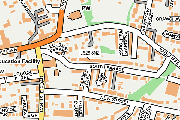 LS28 8NZ map - OS OpenMap – Local (Ordnance Survey) LS28 8NZ map - OS OpenMap – Local (Ordnance Survey)