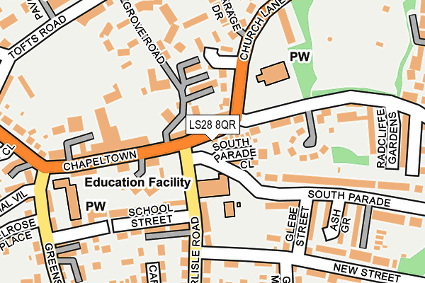 LS28 8QR map - OS OpenMap – Local (Ordnance Survey) LS28 8QR map - OS OpenMap – Local (Ordnance Survey)