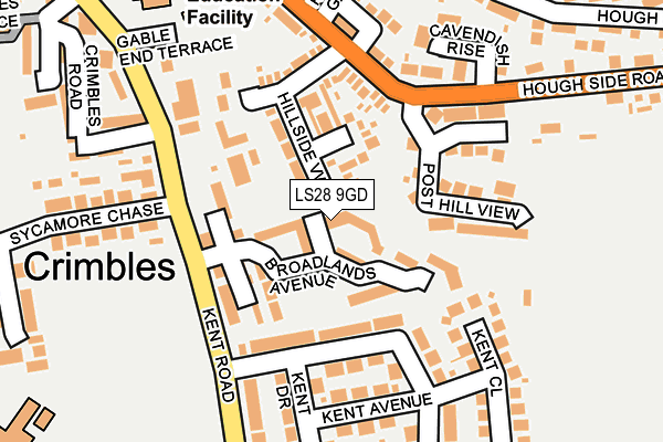 LS28 9GD map - OS OpenMap – Local (Ordnance Survey)