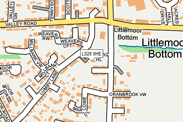 LS28 9HE map - OS OpenMap – Local (Ordnance Survey) LS28 9HE map - OS OpenMap – Local (Ordnance Survey)