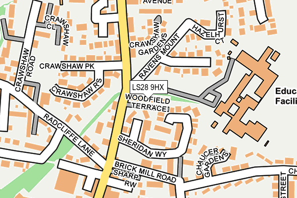 LS28 9HX map - OS OpenMap – Local (Ordnance Survey) LS28 9HX map - OS OpenMap – Local (Ordnance Survey)