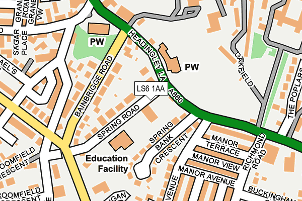 LS6 1AA map - OS OpenMap – Local (Ordnance Survey) LS6 1AA map - OS OpenMap – Local (Ordnance Survey)