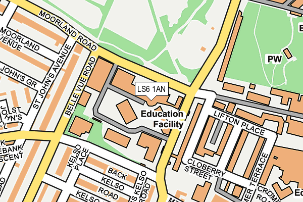 LS6 1AN map - OS OpenMap – Local (Ordnance Survey) LS6 1AN map - OS OpenMap – Local (Ordnance Survey)