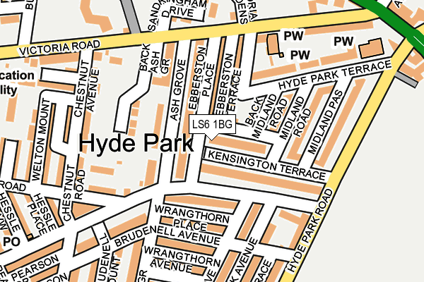 LS6 1BG map - OS OpenMap – Local (Ordnance Survey) LS6 1BG map - OS OpenMap – Local (Ordnance Survey)
