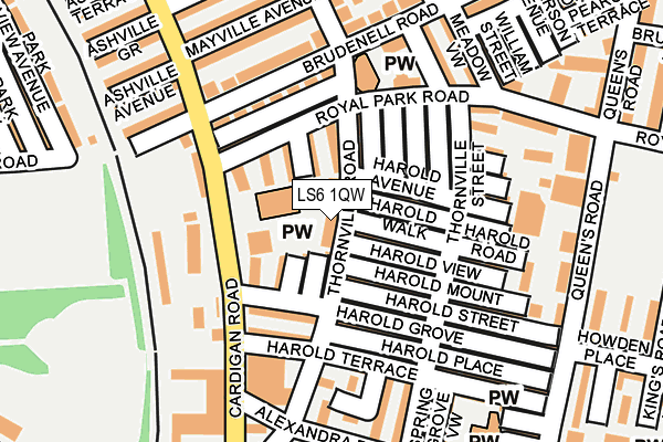 LS6 1QW map - OS OpenMap – Local (Ordnance Survey) LS6 1QW map - OS OpenMap – Local (Ordnance Survey)