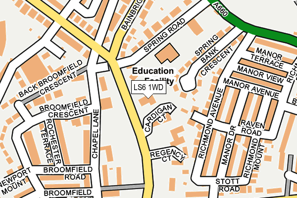 LS6 1WD map - OS OpenMap – Local (Ordnance Survey) LS6 1WD map - OS OpenMap – Local (Ordnance Survey)