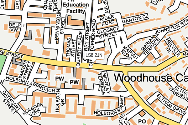 LS6 2JN map - OS OpenMap – Local (Ordnance Survey) LS6 2JN map - OS OpenMap – Local (Ordnance Survey)