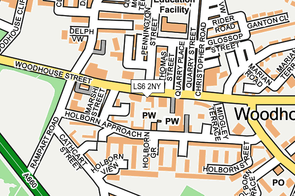 LS6 2NY map - OS OpenMap – Local (Ordnance Survey) LS6 2NY map - OS OpenMap – Local (Ordnance Survey)